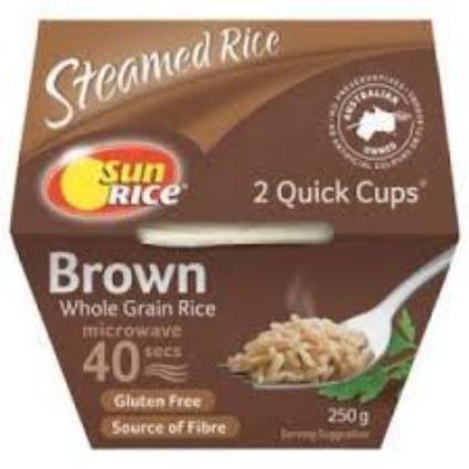 SunRice Microwave Quick Cups 40sec Brown Rice 250g 2pk