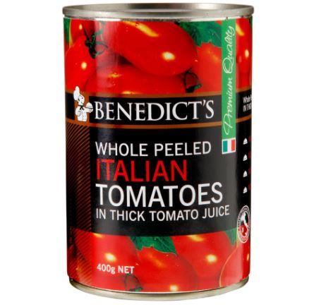 Benedicts Tomatoes Whole Peeled Italian 400g