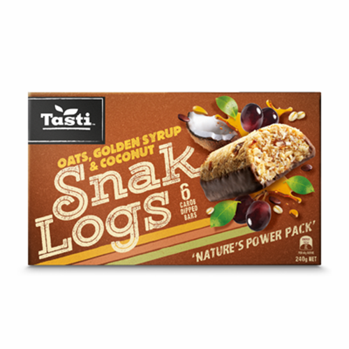 Tasti Snak Logs Golden Syrup 240g 6pk