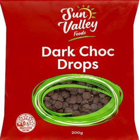 Sun Valley Dark Choc Drops 200g